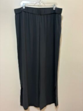 Eileen Fisher Charcoal Grey Silk wide leg pull on pants size 1x